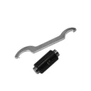 Digital micrometer measuring tool set in blue protective case