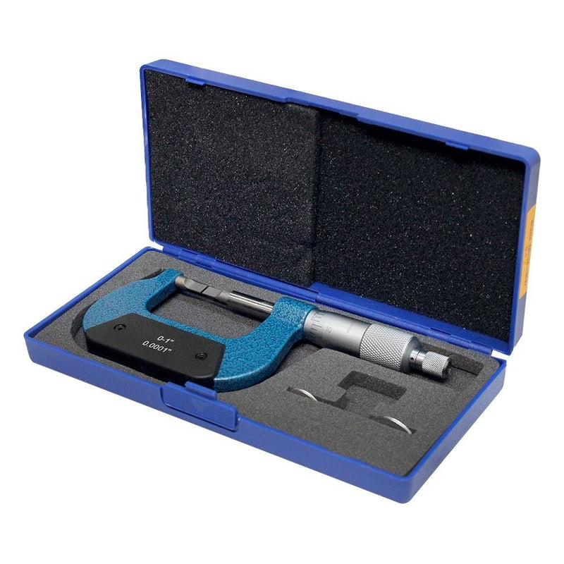 0-1" Solid Metal Frame Outside Blade Micrometer 0.0001" Graduation Blade Thickness .030"