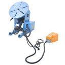 110V welding turntable tilted at 90 degrees showing adjustable tilt function for weld positioning