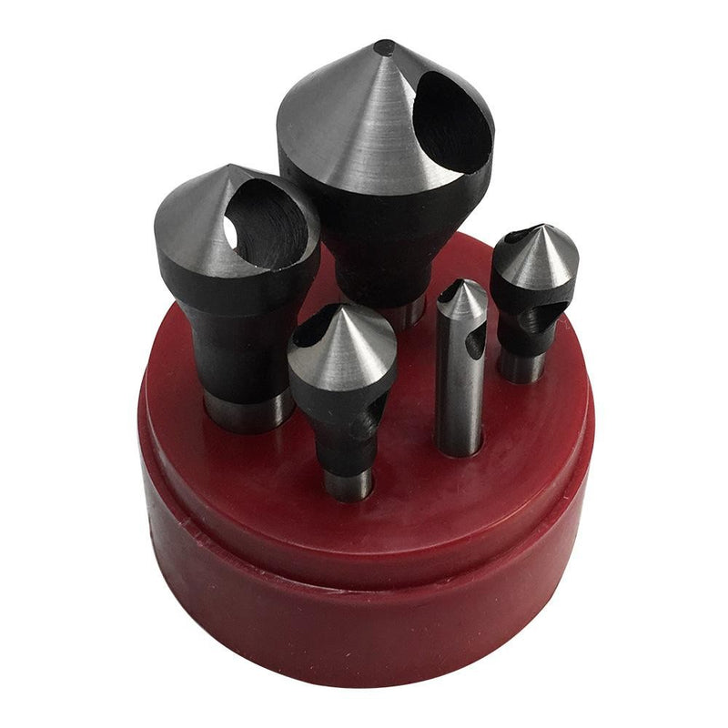 1 Set of 90 Degrees 5 Pcs Straight Shank HSS Zero Flute Countersinks & Deburring Tool