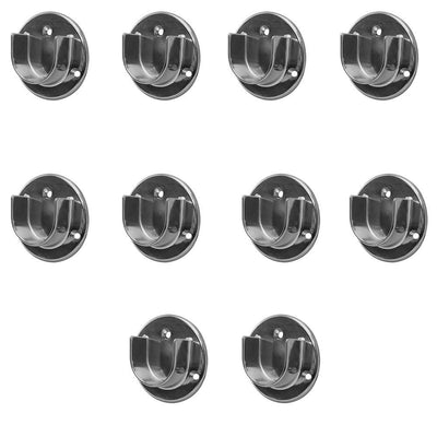 1-1/4'' Tubing U Chrome Finish Half Round Wall Flanges Retail Fixture Hanger 10 Pc