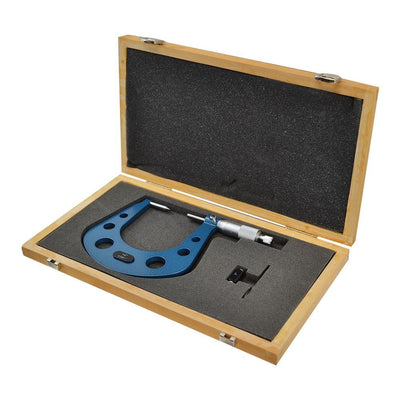 1-2" Range 0.0001" Grad Disc Brake Micrometer Carbide With Wooden Case
