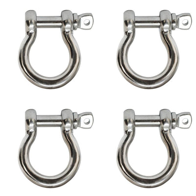 1/2'' Screw Pin Anchor Rigging Bow Shackle Stainless Steel Set 4 PCS For Marine Boat WLL 2,850 Lbs