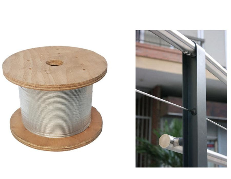 1/8" 1x19 Stainless Steel Cable Railing Wire Rope Grade 316 1000 Feet Length