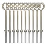 10 PC 1/2" x 10" Stainless Steel Forge Style Marine Wire Turned Eye Bolt 250 Lb Cap.