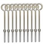 10 PC 1/2" x 8" Stainless Steel Forge Style Marine Wire Turned Eye Bolt 250 Lb Cap.
