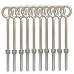 10 PC 1/2" x 8" Stainless Steel Forge Style Marine Wire Turned Eye Bolt 250 Lb Cap.
