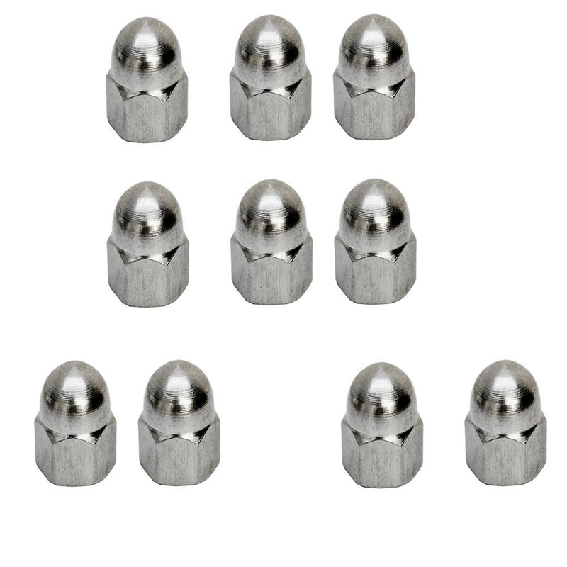 10 PC 1/4" Stainless Steel 316 Cap Acorn Nut Hex Left Hand UNC Marine Cap Nut