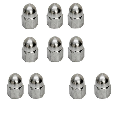 10 PC 1/4" Stainless Steel 316 Cap Acorn Nut Hex RIGHT HAND UNC Marine Cap Nut