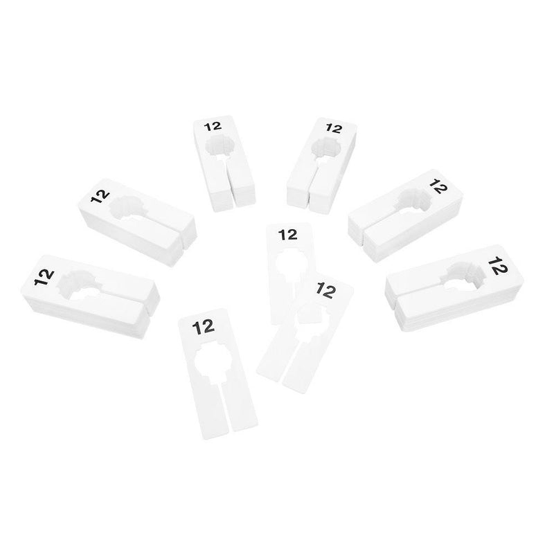 10 PC 2" x 5" Clothing Rack Size 12 Dividers Hangers White Plastic Rectangular Retail Store