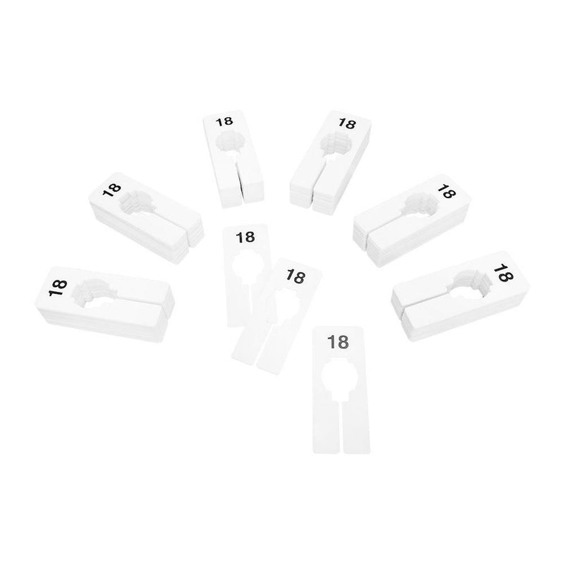 10 PC 2" x 5" Clothing Rack Size 18 Dividers Hangers White Plastic Rectangular Retail Store