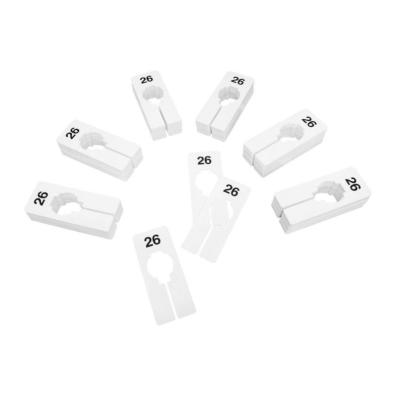 10 PC 2" x 5" Clothing Rack Size 26 Dividers Hangers White Plastic Rectangular Retail Store