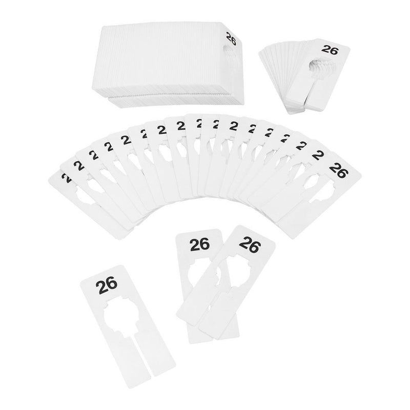 10 PC 2" x 5" Clothing Rack Size 26 Dividers Hangers White Plastic Rectangular Retail Store