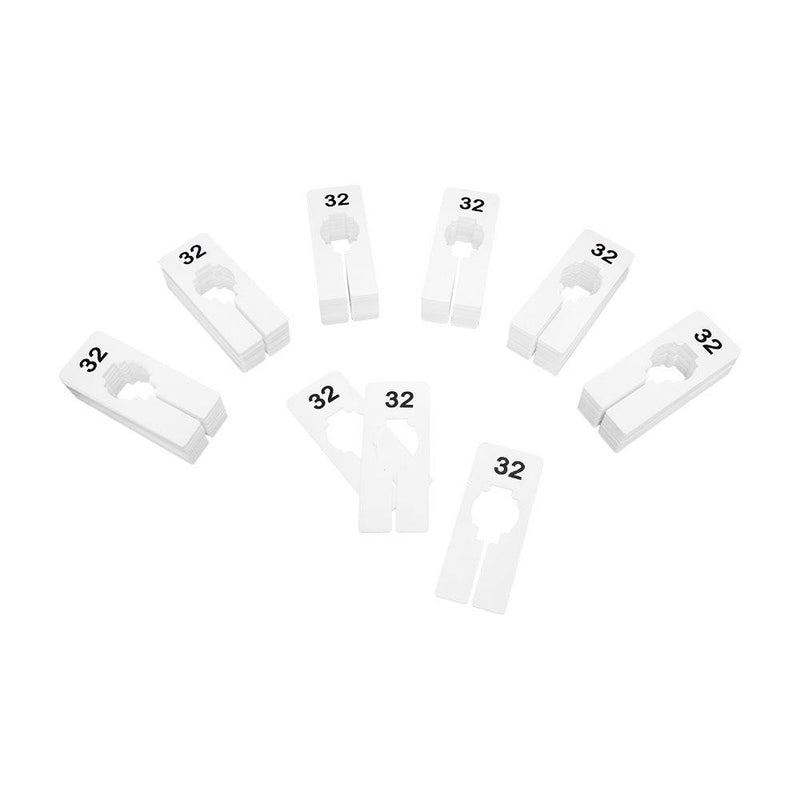 10 PC 2" x 5" Clothing Rack Size 32 Dividers Hangers White Plastic Rectangular Retail Store