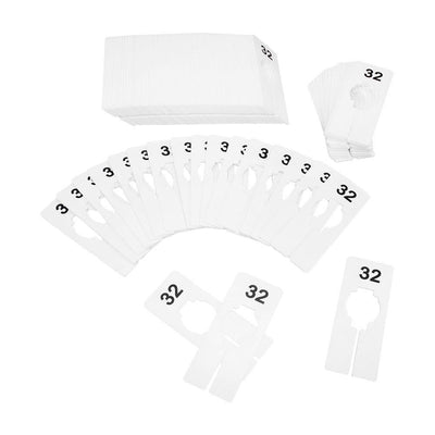 10 PC 2" x 5" Clothing Rack Size 32 Dividers Hangers White Plastic Rectangular Retail Store