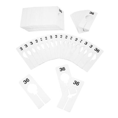 10 PC 2" x 5" Clothing Rack Size 36 Dividers Hangers White Plastic Rectangular Retail Store