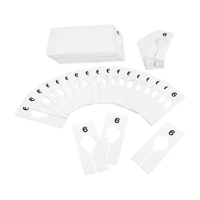 10 PC 2"x5" Clothing Rack Sizes 6 Dividers Hangers White Plastic Rectangular Retail Store