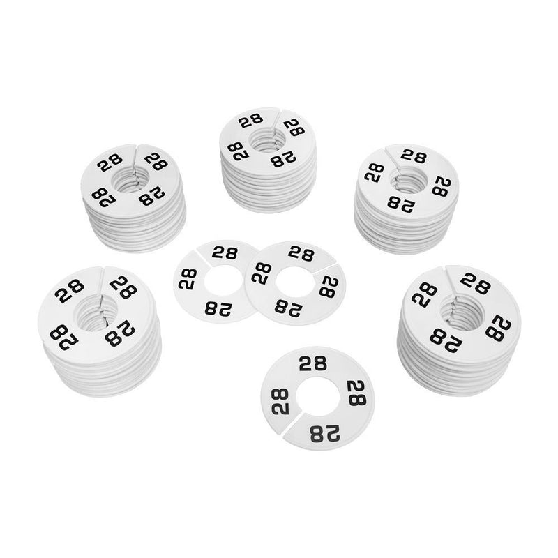 10 PC 3-1/2" Clothing Rack Size 28 Dividers Hangers White Plastic Round Retail Store