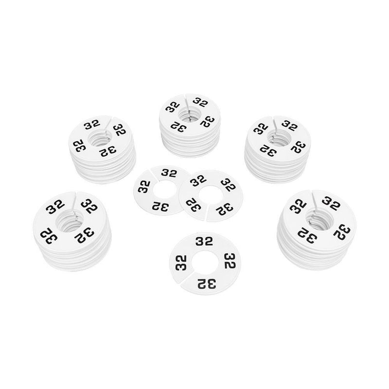 10 PC 3-1/2" Clothing Rack Size 32 Dividers Hangers White Plastic Round Retail Store