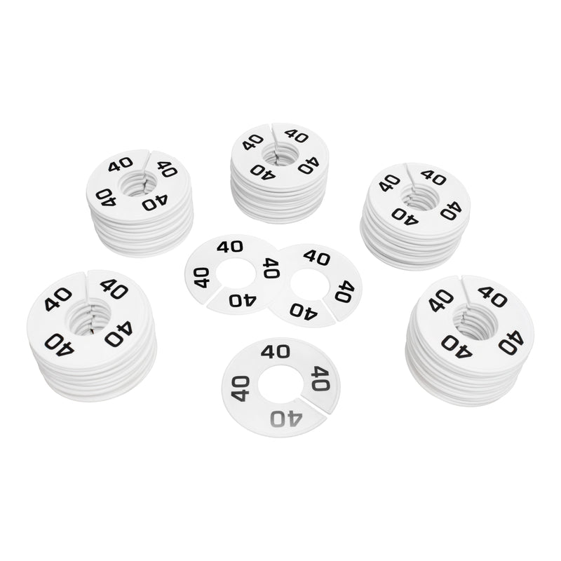 10 PC 3-1/2" Clothing Rack Size 40 Dividers Hangers White Plastic Round Retail Store