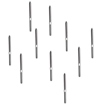 10 PC 316 Stainless Steel Lag Stud Swage Cable Railing for 1/8" Cable