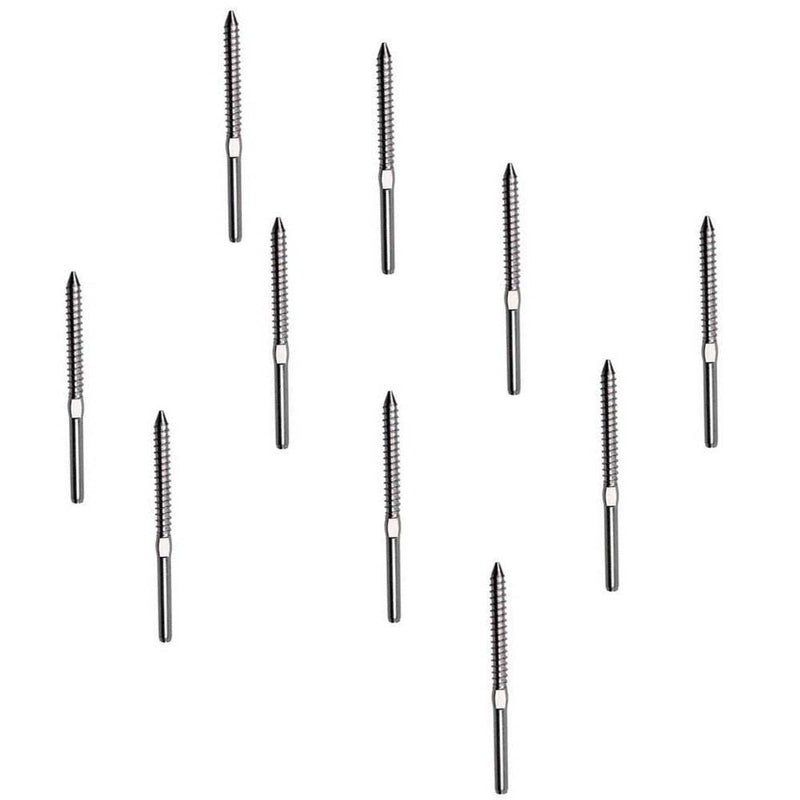 10 PC 316 Stainless Steel Lag Stud Swage Cable Railing for 1/8" Cable
