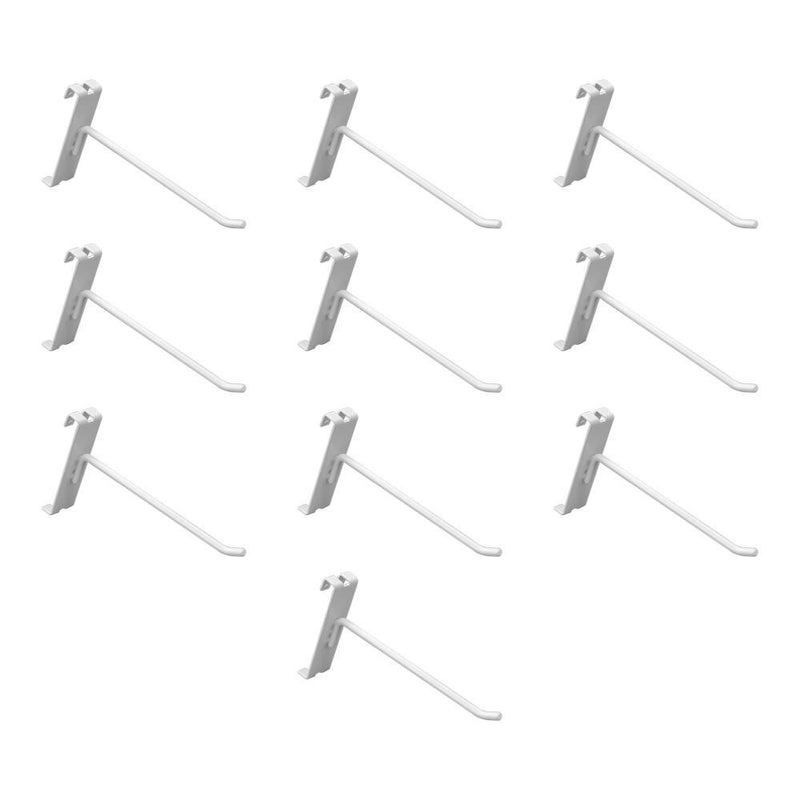 10 PC 6" Gloss White Grid Wall Metal Hooks, Display For Use W/ Gridwall Panels