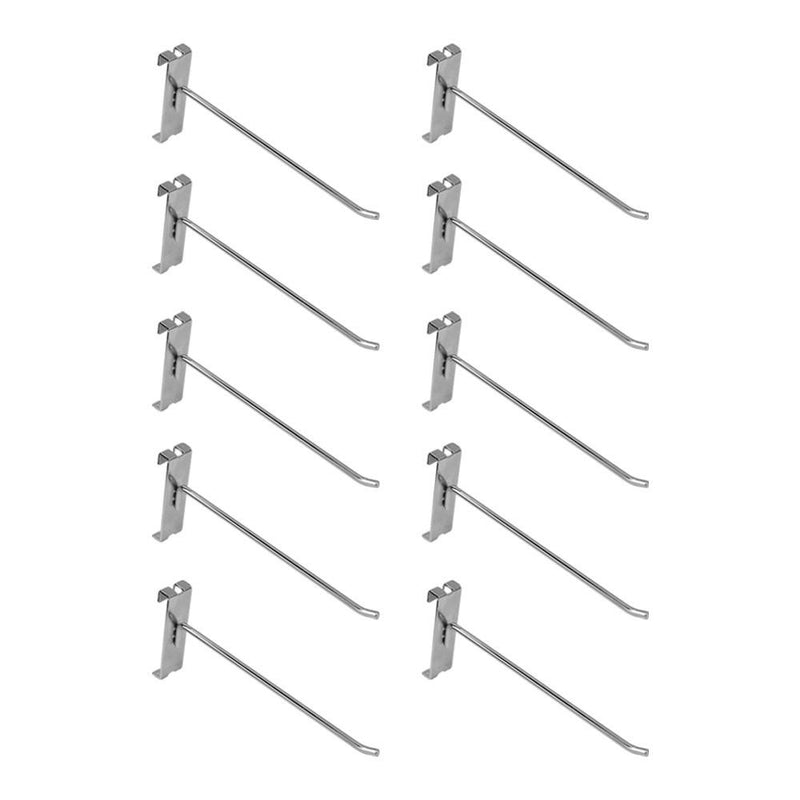 10 PC 8" Chrome Grid Wall Metal Hooks, Display For Use W/ Gridwall Panels