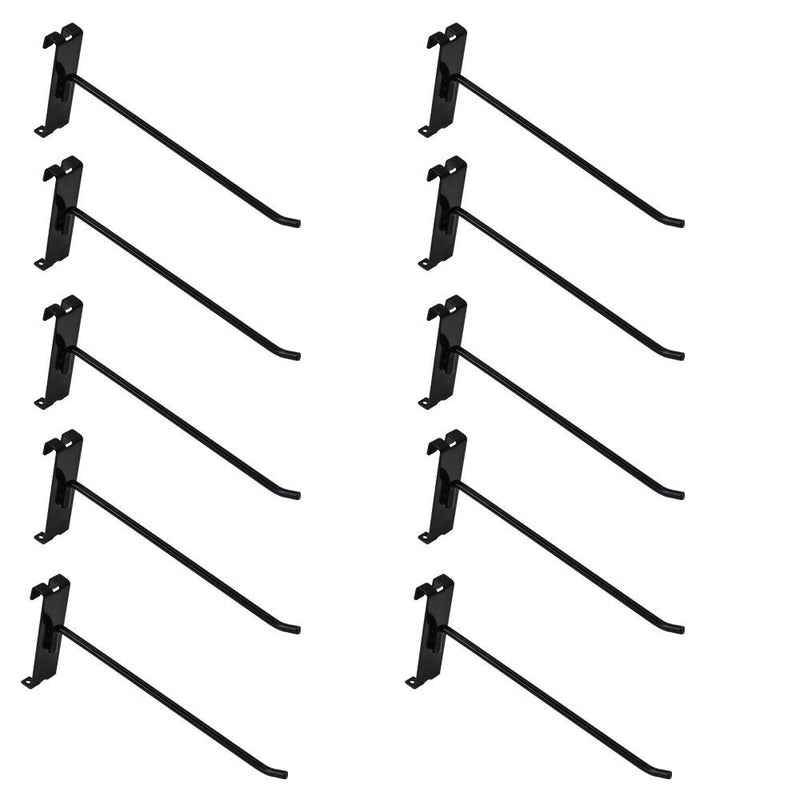10 PC 8" Gloss Black Grid Wall Metal Hooks, Display For Use W/ Gridwall Panels