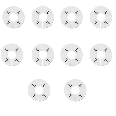 10 PC Clothing Rack Sizes L  LARGE Marks Dividers Ring Hangers White Plastic Round Retail Store