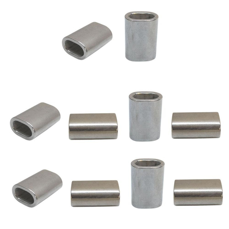 10 Pc Marine Stainless Steel Wire Rope Cable Clip 3/32" Oval Crimping Sleeve Tube Connector