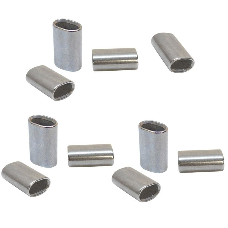 10 Pc Marine Stainless Steel Wire Rope Cable Clip Chamfer 1/4" Oval Sleeve Crimping Tube Connector
