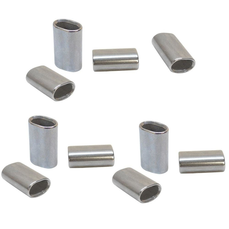 10 Pc Marine Stainless Steel Wire Rope Cable Clip Chamfer 1/8" Oval Sleeve Crimping Tube Connector