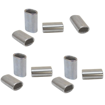 10 Pc Marine Stainless Steel Wire Rope Cable Clip Chamfer 3/16" Oval Sleeve Crimping Tube Connector