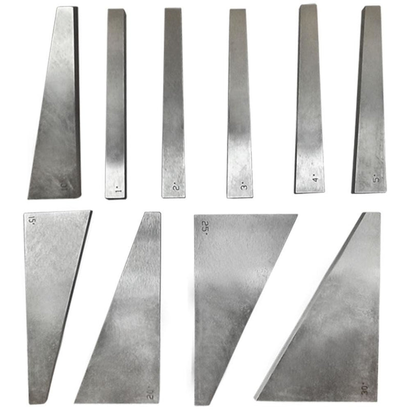 10 Pc. Angle Block Set, 1, 2, 3, 4, 5, 10, 15, 20, 25, 30 degree,  +/- 20"