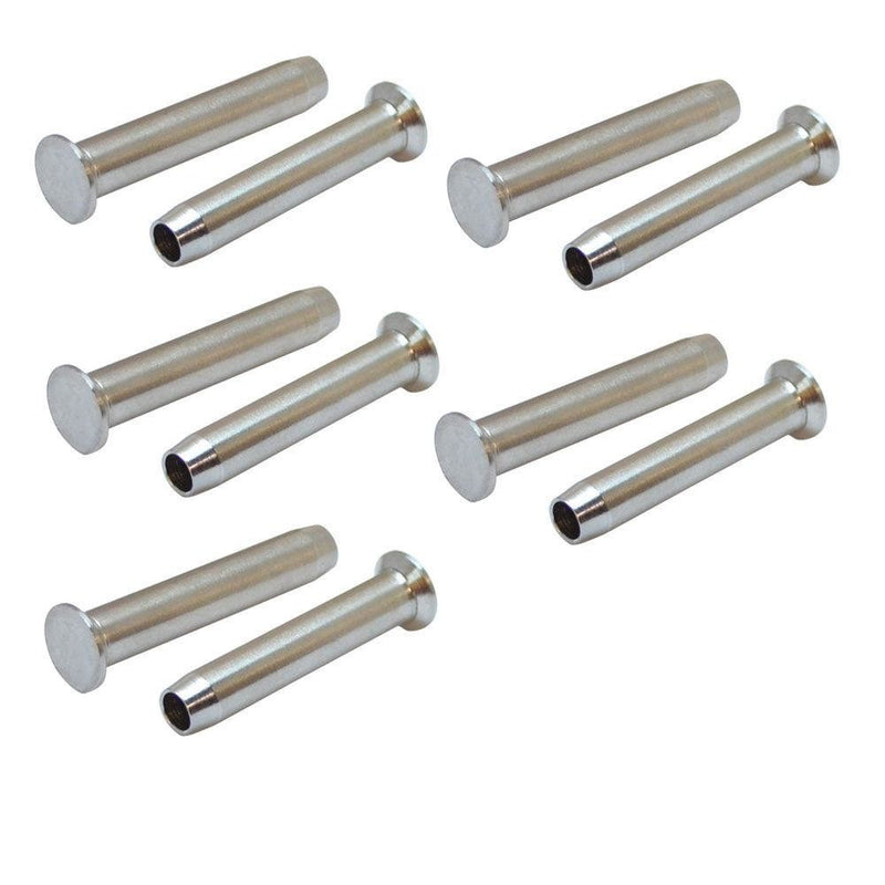 10 PC Stainless Steel Swage Stemball Hand-Crimp Metal Post 1/8" Cable Railing