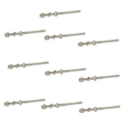 10 PC Stainless Steel Right Hand Swage Threaded Stud End Fittings for 1/4" Cable Railing