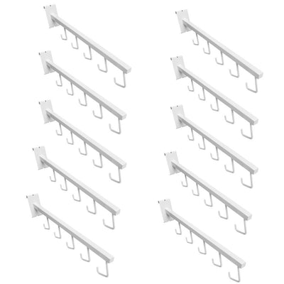 10 Pc WHITE Waterfall 5 J Hook Gridwall Hooks 17-1/2 Long Faceout Retail Display Wall Fixtures