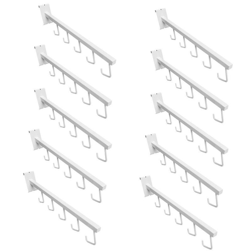 10 Pc WHITE Waterfall 5 J Hook Gridwall Hooks 17-1/2 Long Faceout Retail Display Wall Fixtures