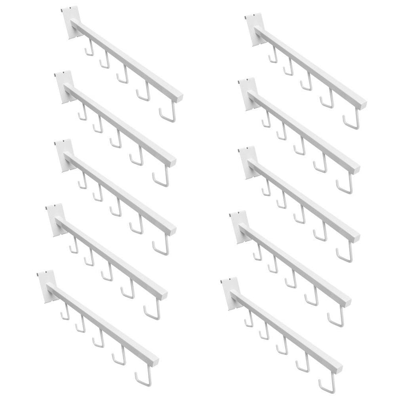 10 Pc WHITE Waterfall 5 J Hook Gridwall Hooks 17-1/2 Long Faceout Retail Display Wall Fixtures