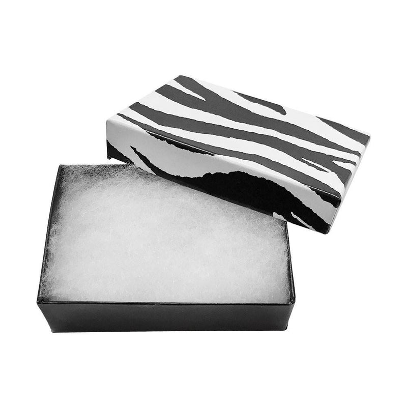 10 Pc Zebra Animal Print Cotton Filled Batting Gift Boxes Jewelry