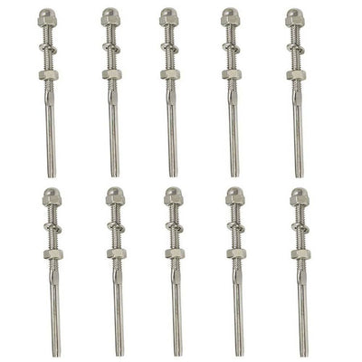 10 PCS 316 Stainless Steel Right Hand Swage Threaded Stud End Fitting for 1/8" Cable