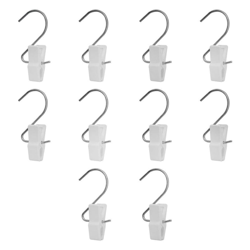 10 Pcs Laundry Hooks Clips Clothes Pin Plastic Retail Display -WHITE