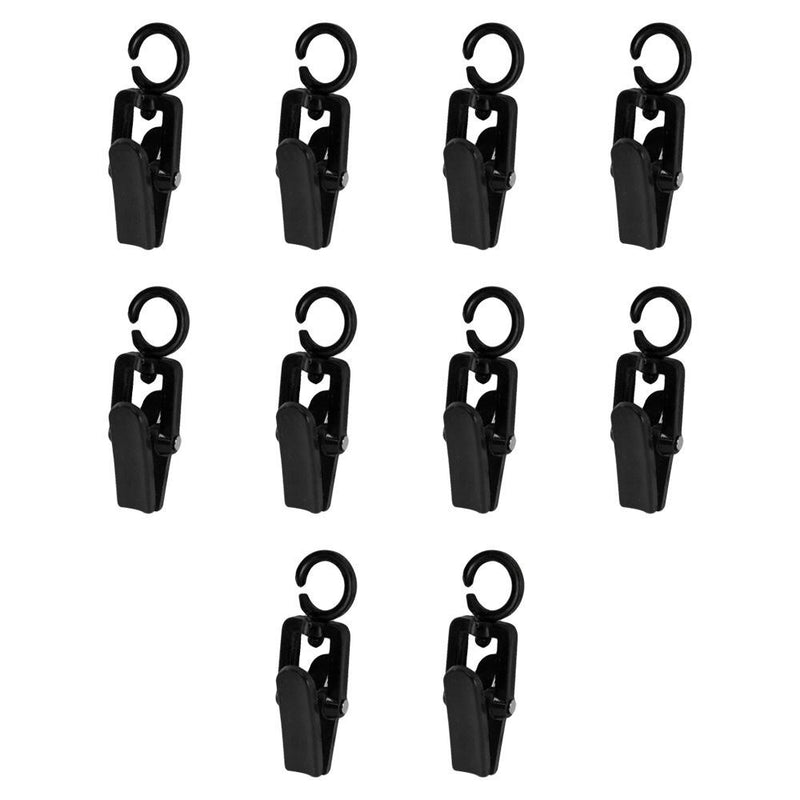 10 Pcs Laundry Hooks Clips Clothes Pin Plastic Retail Display- BLACK