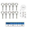10 Pieces Stainless Steel 1/2" x 4" Turned Eye Bolt Rigging Ring Loop Lift Mount Fully Threaded 250 Lb Cap