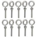 10 Pieces Stainless Steel 1/2" x 4" Turned Eye Bolt Rigging Ring Loop Lift Mount Fully Threaded 250 Lb Cap