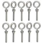 10 Pieces Stainless Steel 1/2" x 4" Turned Eye Bolt Rigging Ring Loop Lift Mount Fully Threaded 250 Lb Cap