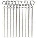 10 Pieces Stainless Steel 3/8" x 12" Turned Eye Bolt Rigging Ring Loop Lift Mount Fully Threaded 1050 Lb Cap