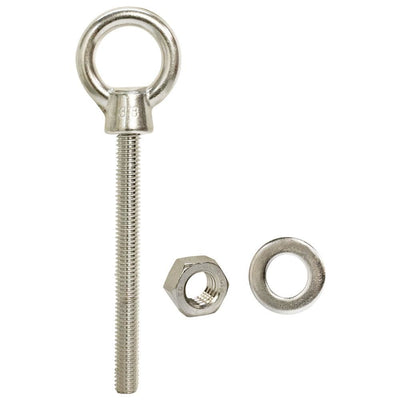 10 Pieces Stainless Steel 3/8" x 12" Turned Eye Bolt Rigging Ring Loop Lift Mount Fully Threaded 1050 Lb Cap