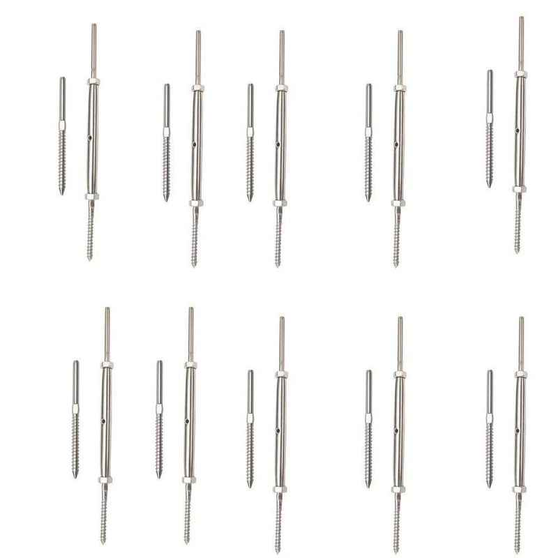 10 Set of Combo PC 1/8" Lag Stud Swage And Swage Tensioner  Lag Screw Combo Stainless Steel 316